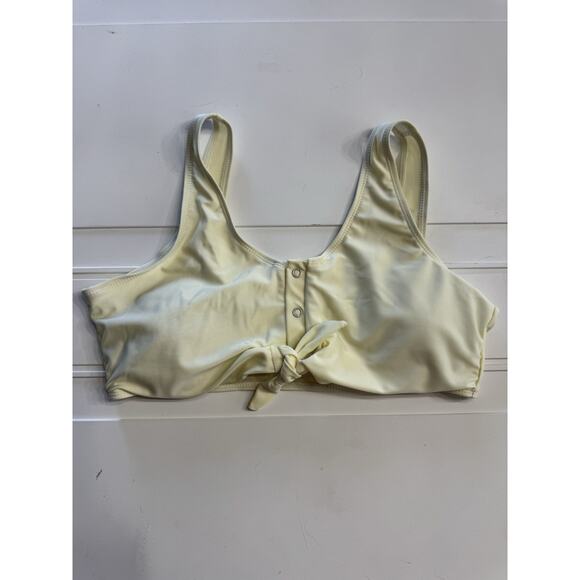 Light Yellow Tie Snap Up Bikini Top Size Medium M - Picture 1 of 6